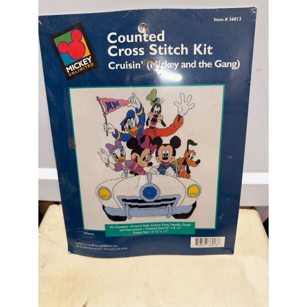 Disney Mickey Unlimited Counted Cross Stitch Kit Cruisin Mickey & Gang 36013
